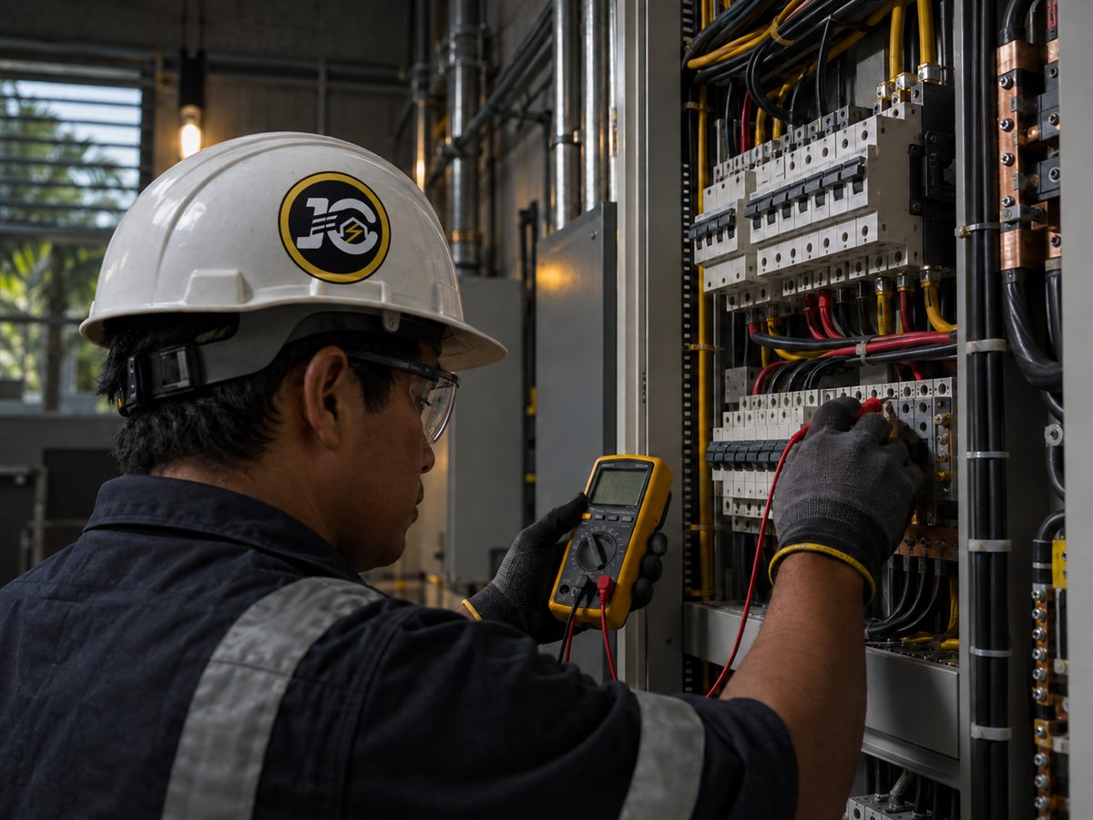 Técnico de jCANELO revisando un tablero eléctrico